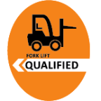 Orange Fork Lift Qualified 2" Hard Hat Decal