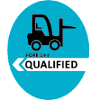 Light Blue Fork Lift Qualified 2" Hard Hat Decal