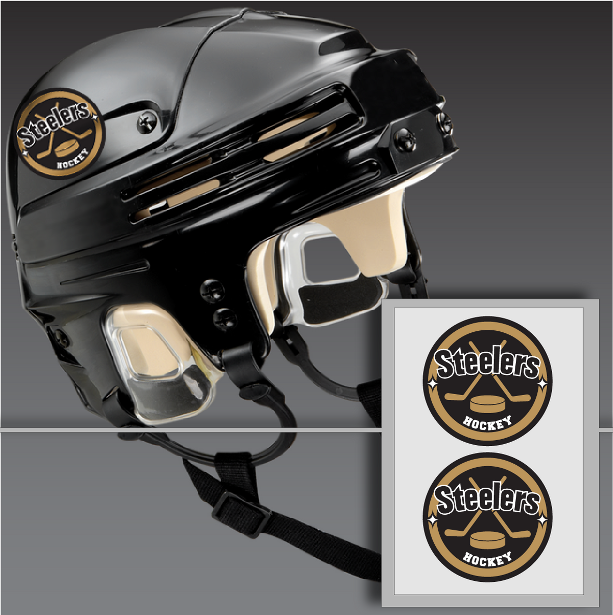 SOLD IN SETS! Printed on our durable 20 mil material that is made to withstand abuse and easily applies to plastic helmets.