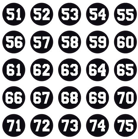 Circle cut number sheets sold as 1-50 or 1-99