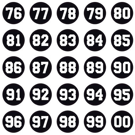 Circle cut number sheets sold as 1-50 or 1-99