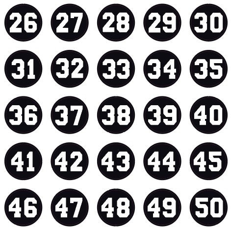 Circle cut number sheets sold as 1-50 or 1-99