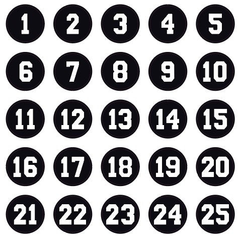 Circle cut number sheets sold as 1-50 or 1-99