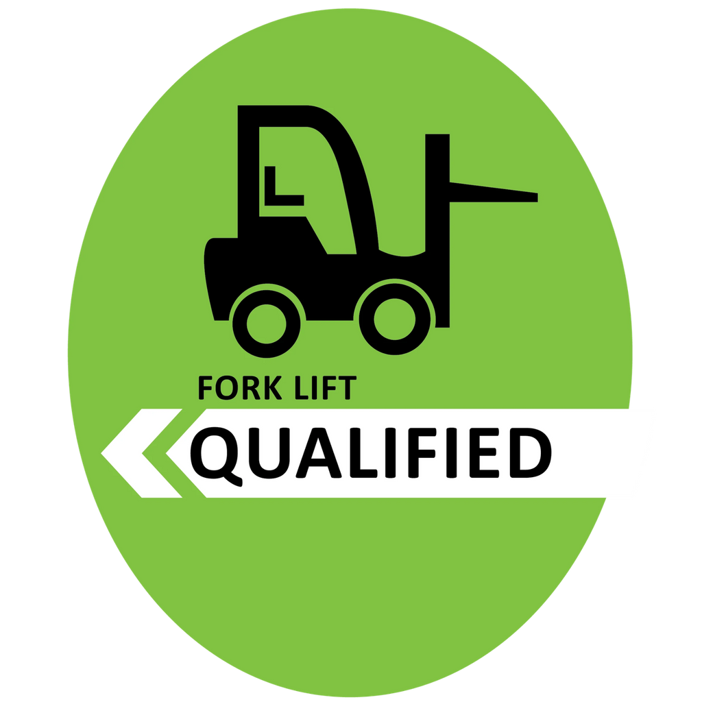Green Fork Lift Qualified 2" Hard Hat Decal