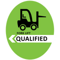 Green Fork Lift Qualified 2" Hard Hat Decal