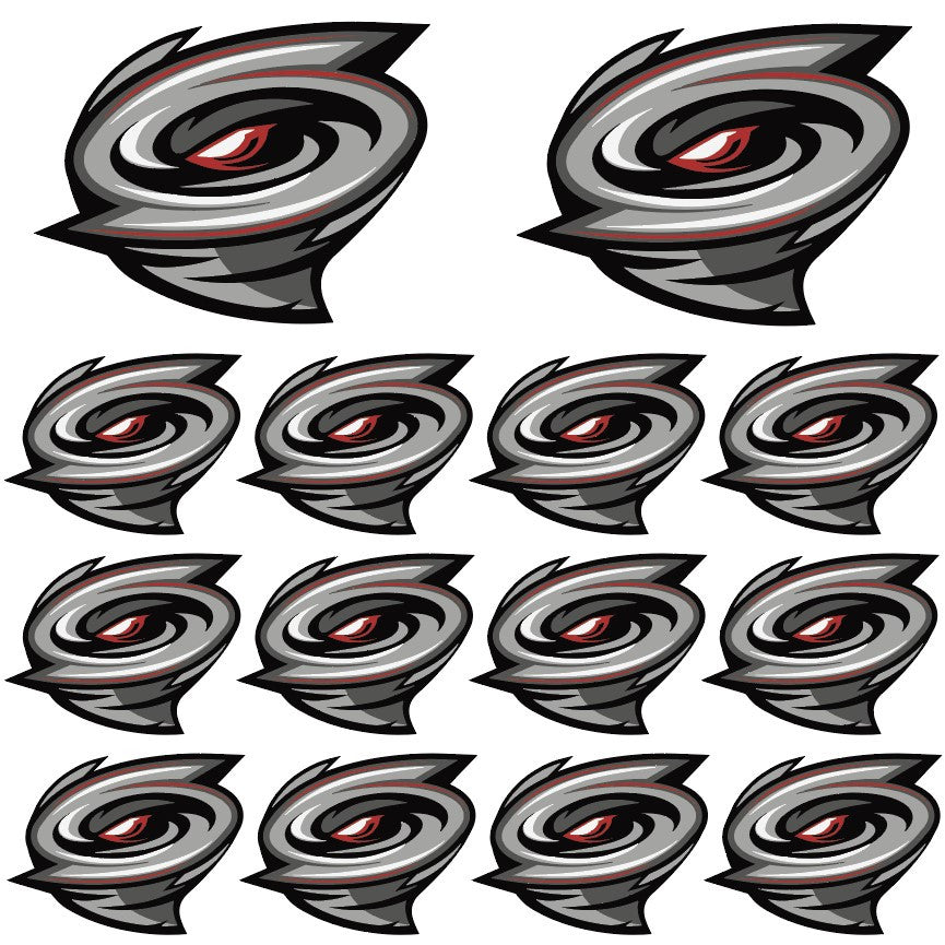 Logo sheet size is 12"X12" actual size of logo decals varies depending on the logo dimensions. All logo decals are contour cut for easy removal from the sheet and can be used for outdoor or indoor application