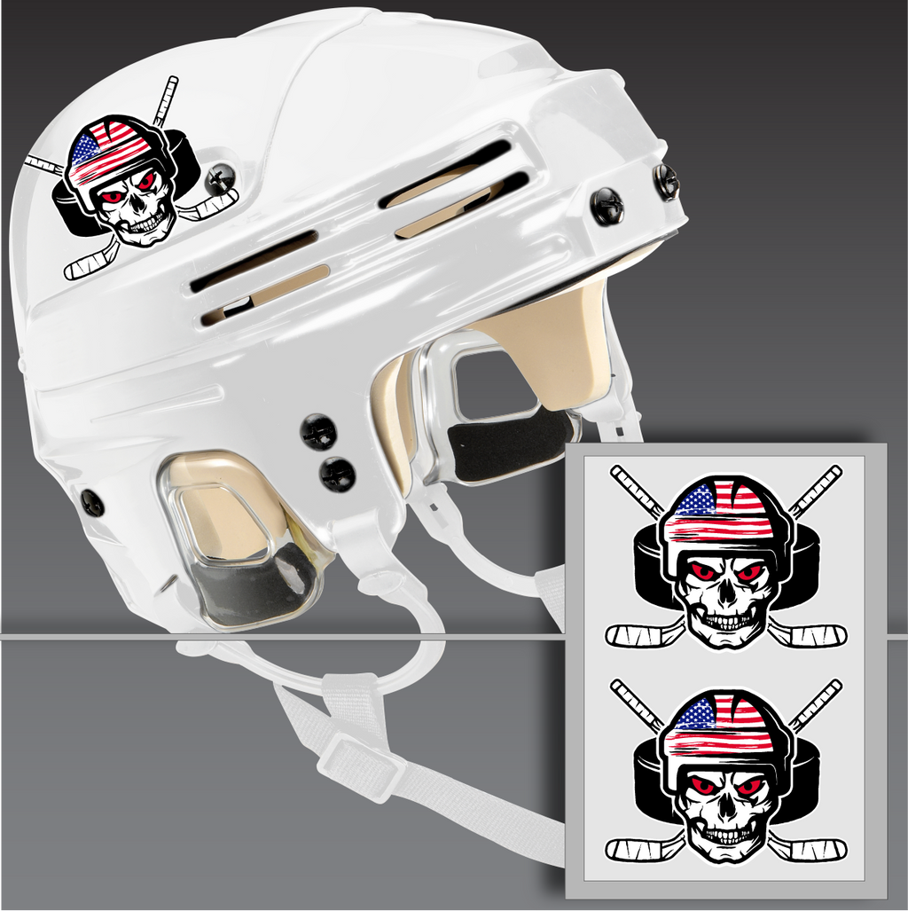 SOLD IN SETS! Printed on our durable 20 mil material that is made to withstand abuse and easily applies to plastic helmets.