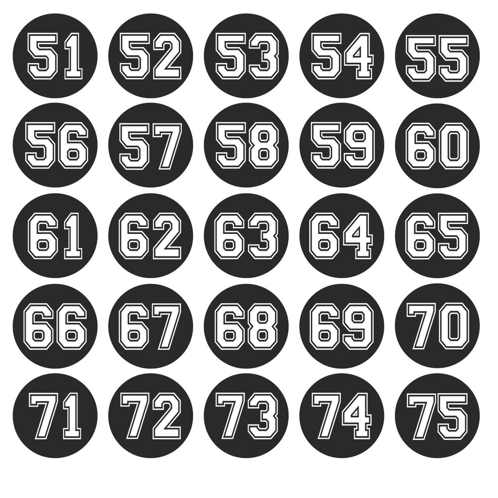 Circle cut number sheets sold as 1-50 or 1-99