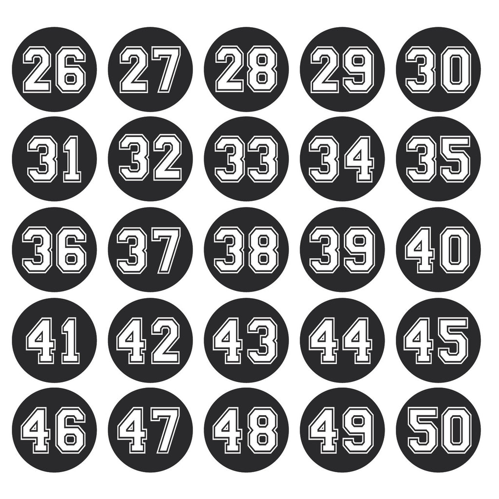 Circle cut number sheets sold as 1-50 or 1-99