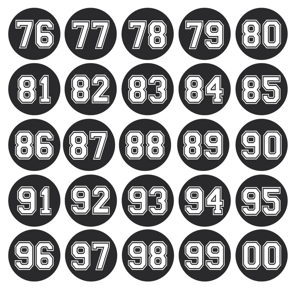 Circle cut number sheets sold as 1-50 or 1-99