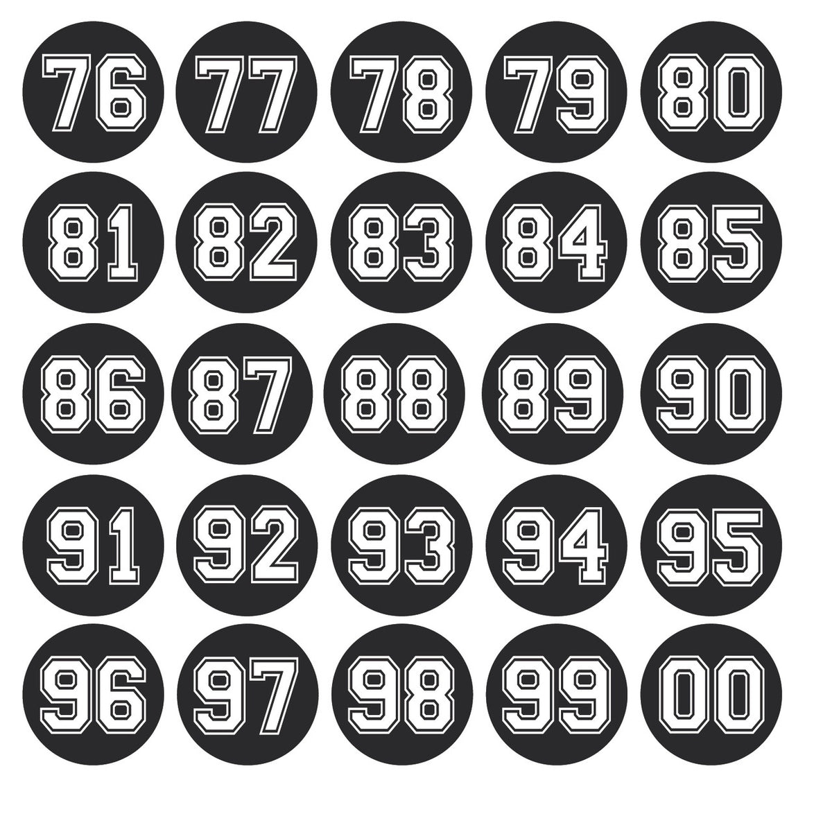 Circle cut number sheets sold as 1-50 or 1-99