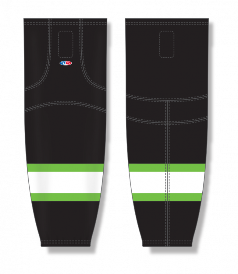 Add On Matching Cut And Sew Pro Hockey Socks Black/Green