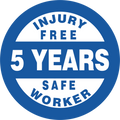 Injury Free 5 Year 2" Hard Hat Decal